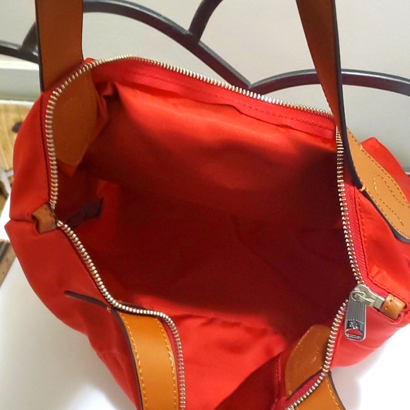 R.L.L RALPH LAUREN Red Packable Tote/Bag Nylon w. Leather Straps - Picture 9 of 12